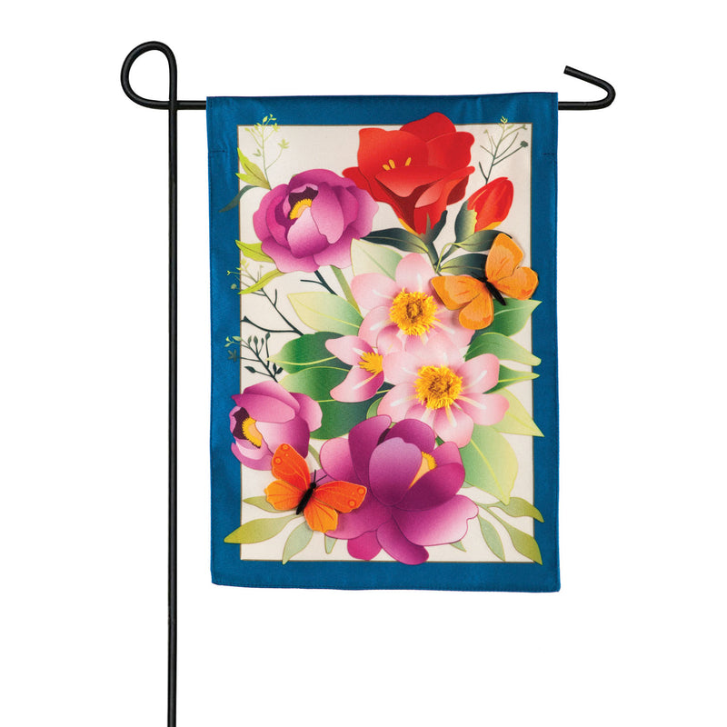 Summer Floral Garden Linen Flag,14l9161