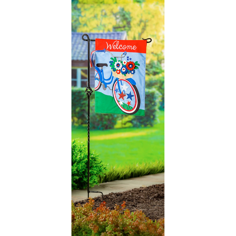 Patriotic Bicycle Garden Linen Flag,14l9175bl