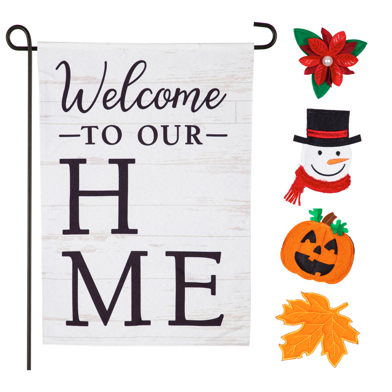 Evergreen Welcome to Our Home Interchangeable Icon Garden Linen Flag, 18'' x 12.5'' inches