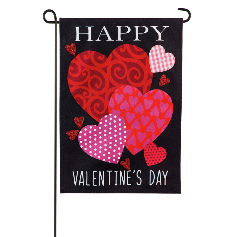 Valentine's Day Mixed Print Hearts Garden Linen Flag,14l9477