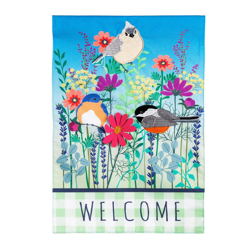 Wild Flowers Welcome Garden Linen Flag,14l9609