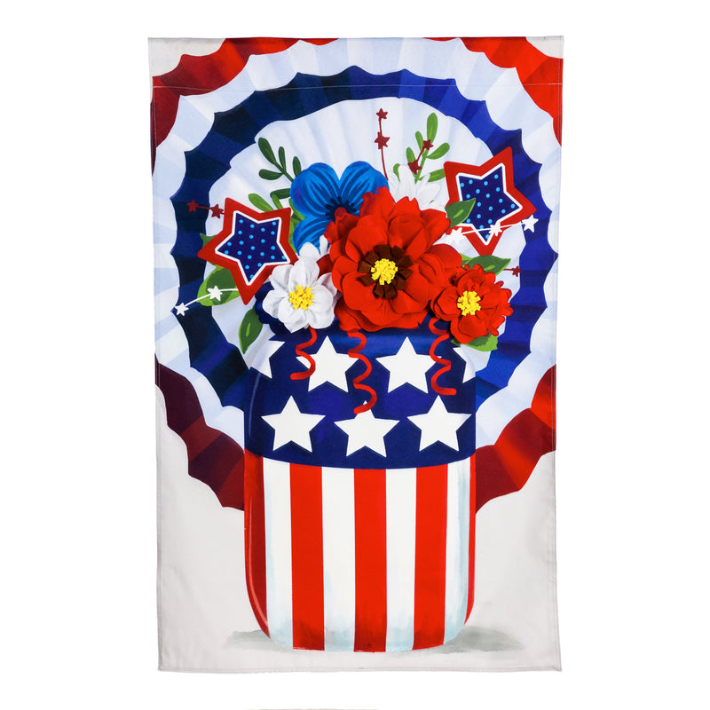 Stars & Stripes Mason Jar Bouquet Garden Linen Flag,14l9860