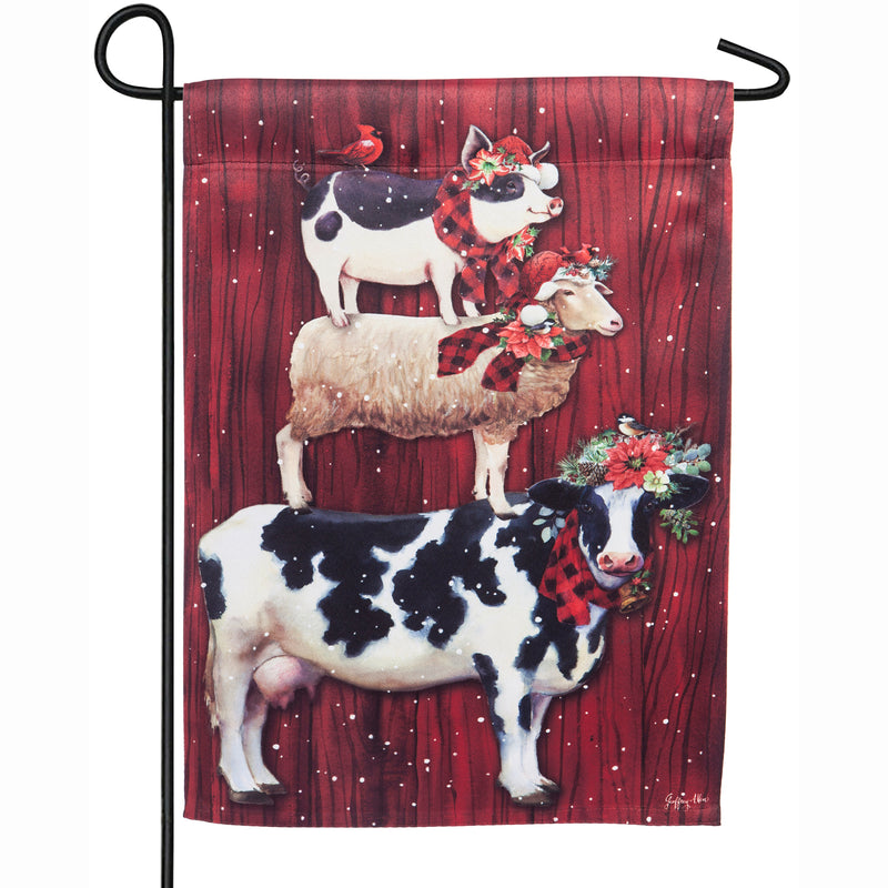 Christmas Farm Stack Garden Suede Flag,14s8711