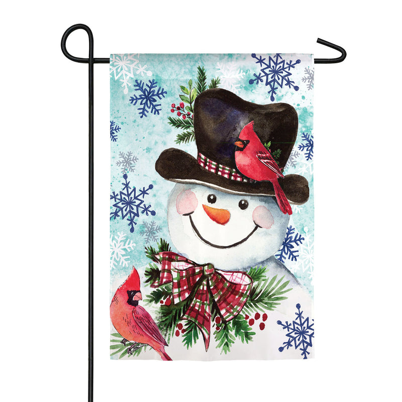 Cardinal Friends Snowman Garden Suede Flag,14s8916