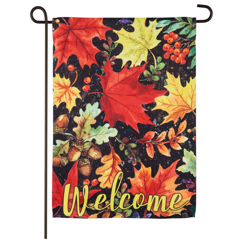 Colorful Fall Leaves Garden Suede Flag,14s9258