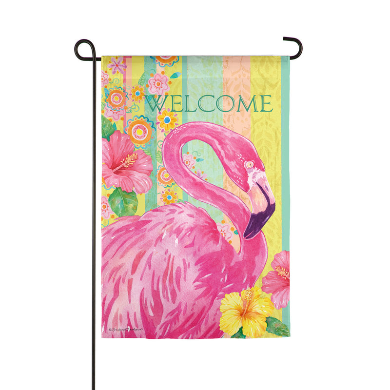 Boho Flamingo Garden Suede Flag,14s9501