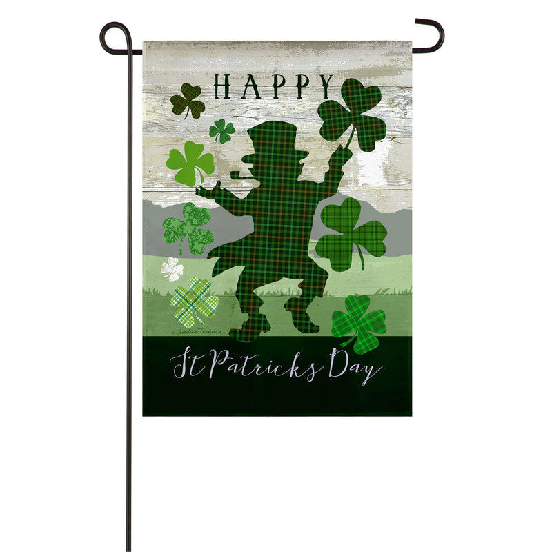 Plaid Leprechaun Garden Suede Flag,14s9514