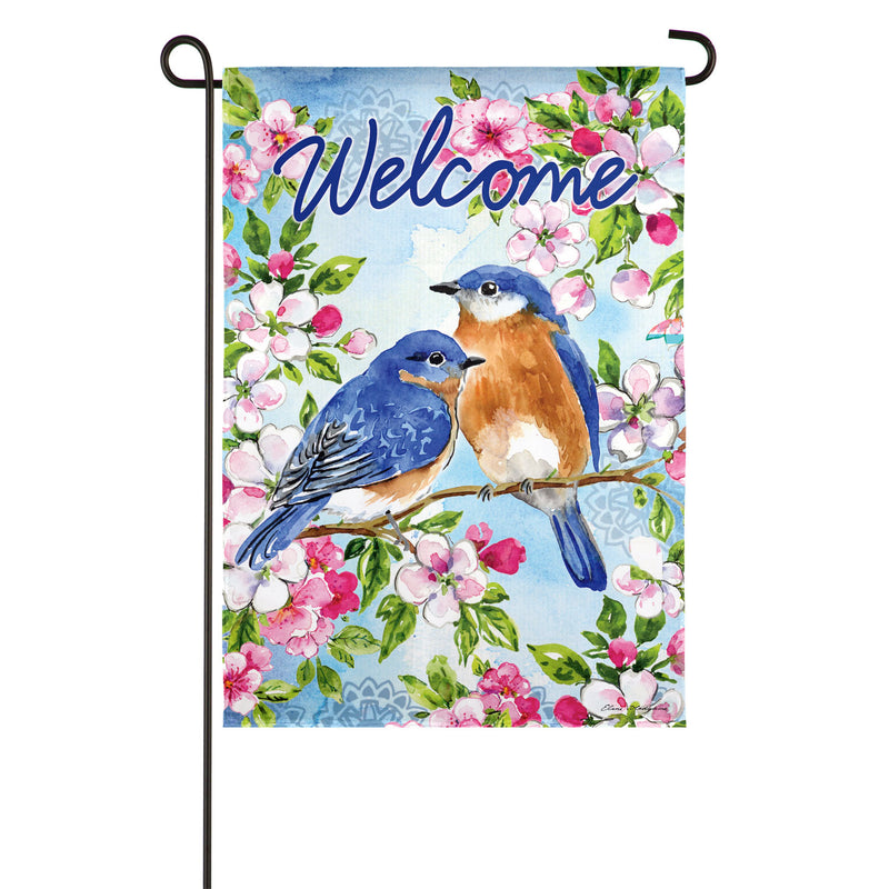 Bluebirds and Blossoms Garden Suede Flag,14s9528