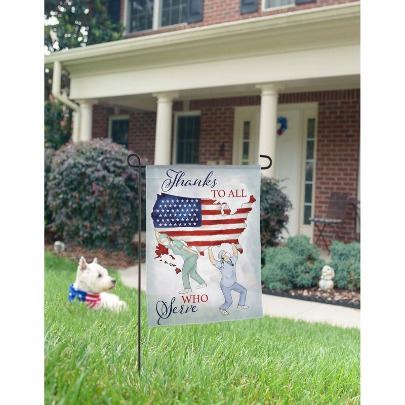 Thanks to All Who Serve Garden Suede Flag,14s9799