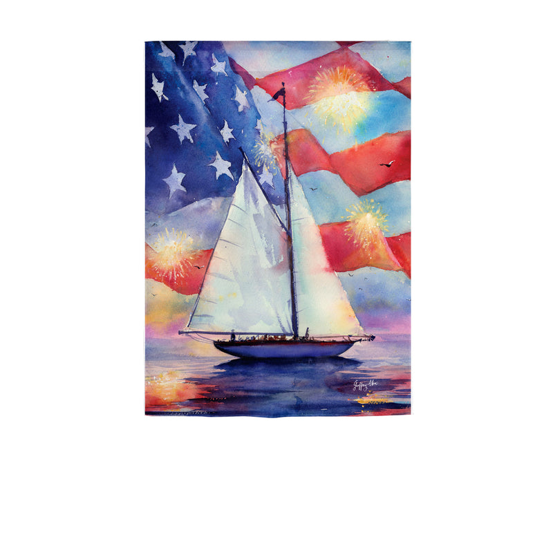 Patriotic Sailboat Garden Suede Flag,14s9889