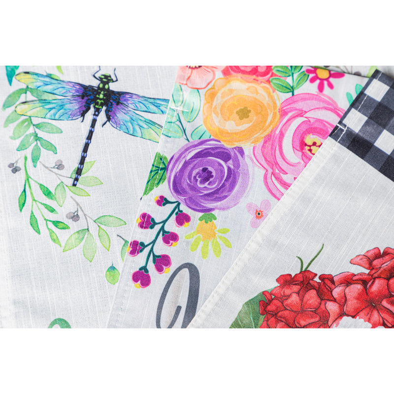 Wood  Backed Floral Garden Strié Flag,14t9711