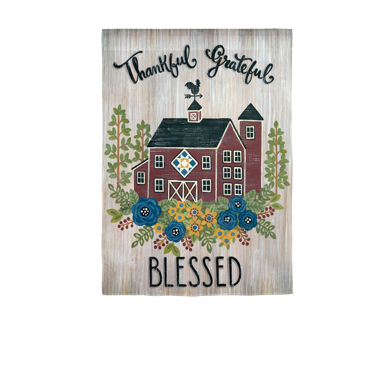 Thankful Grateful Blessed Home Garden Strié Flag,14t9720