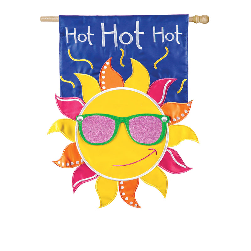 Evergreen Hot Hot Hot Sun House Applique Flag, 44'' x 28'' inches