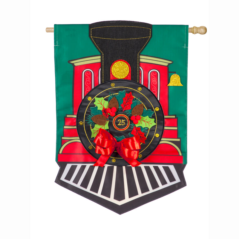 Christmas Train House Applique Flag,158957bl