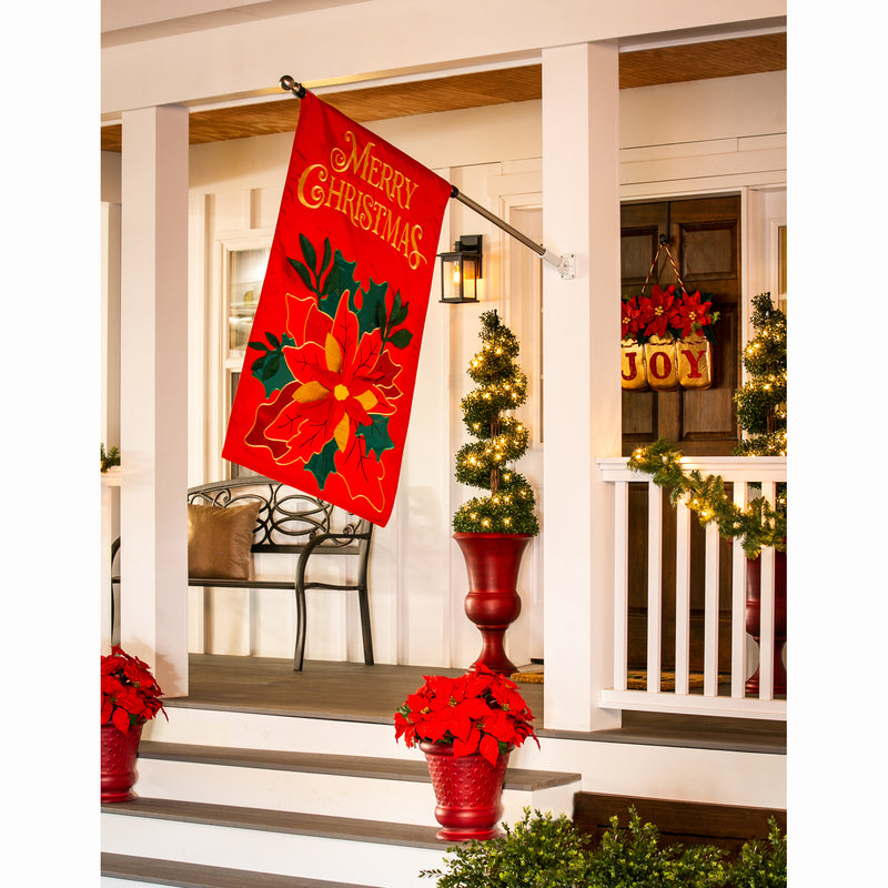 Christmas Poinsettia House Applique Flag,158963