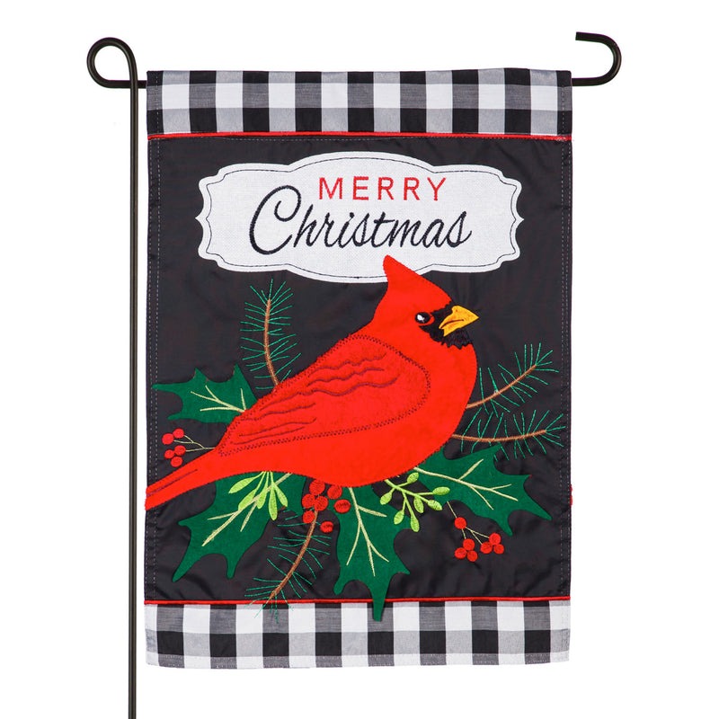 Merry Christmas Cardinal House Applique Flag,159078