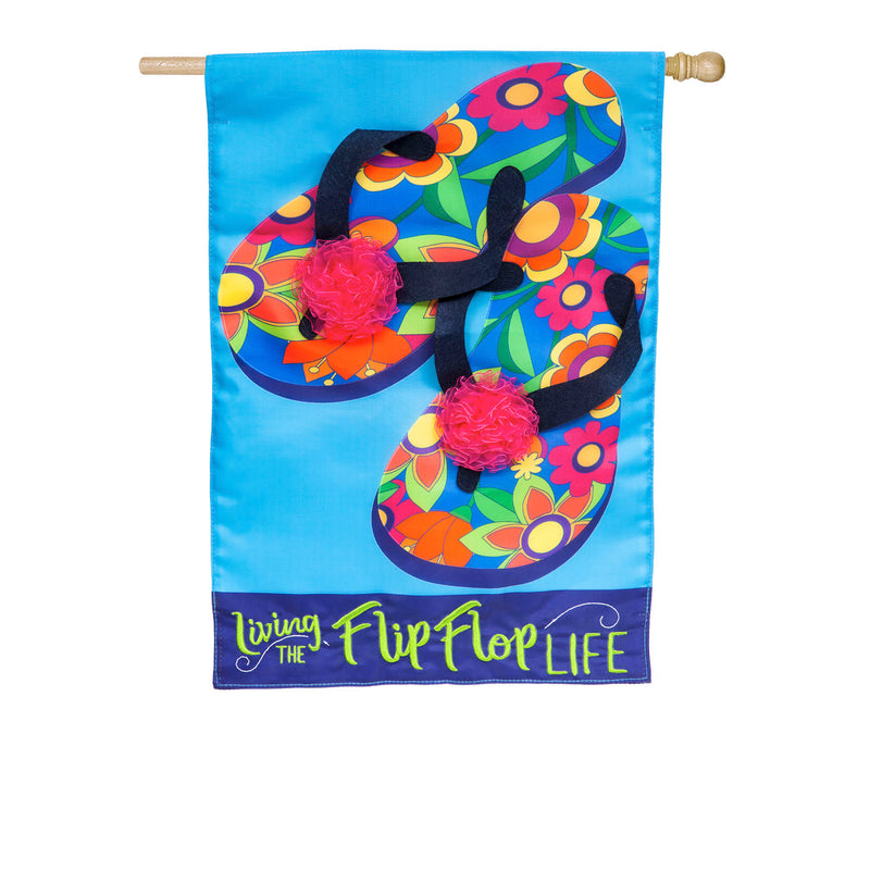Flip Flop Life House Applique Flag, 44"x28"inches