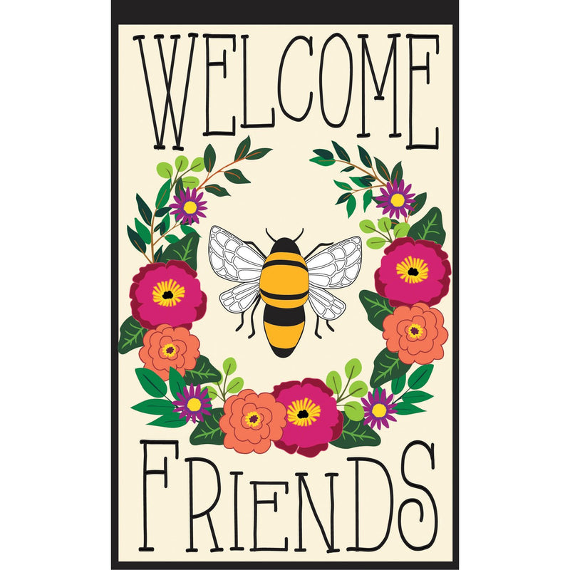 Bee Welcome Friends House Applique Flag,159135