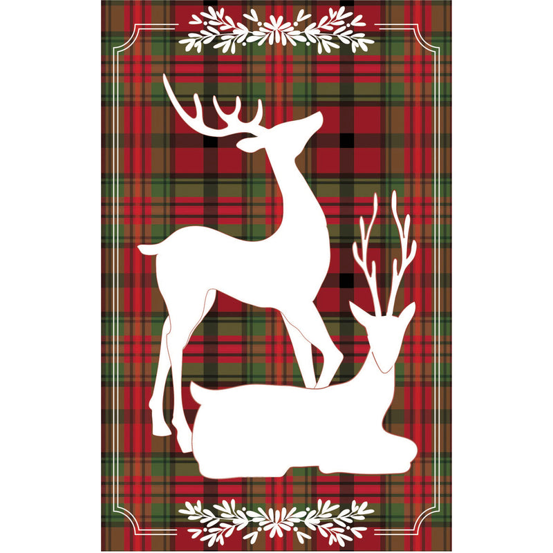 Plaid Reindeer Pair House Applique Flag,159204