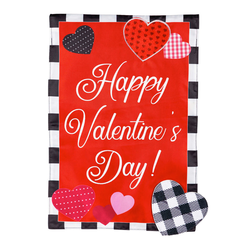 Valentine's Day Check Border House Applique Flag,159219