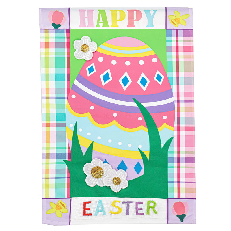 Easter Egg Patterned Border House Applique Flag,159225sa