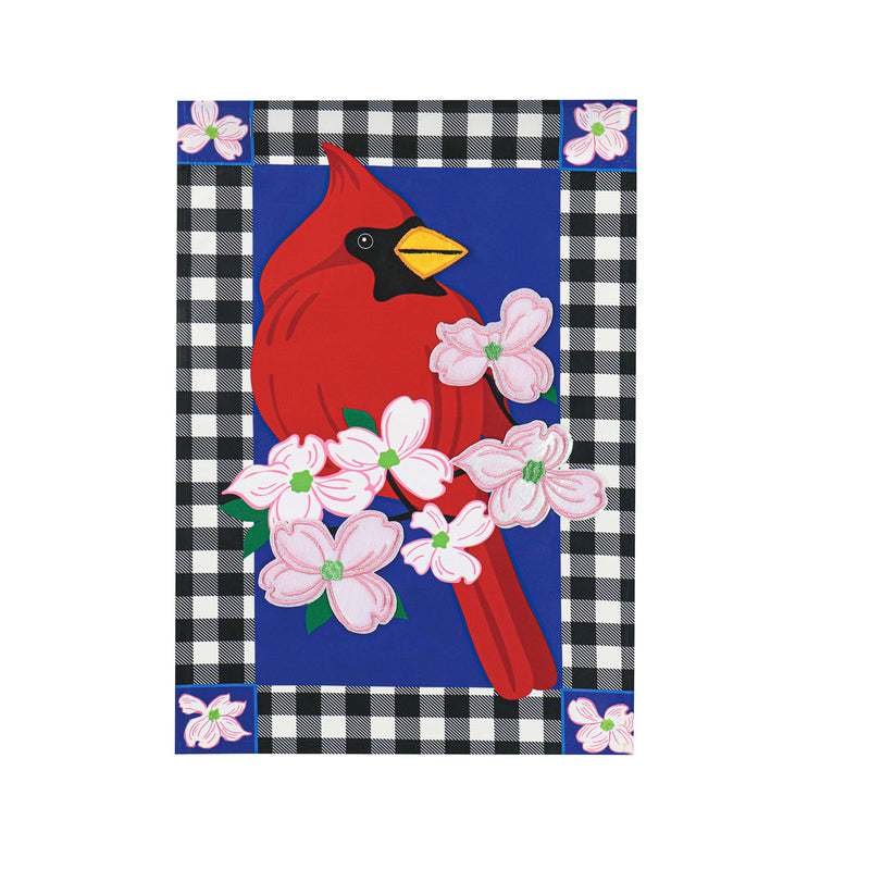 Buffalo Check Cardinal House Applique Flag,159227sa