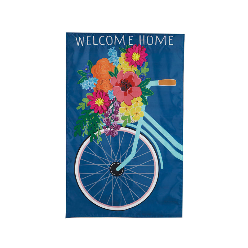 Bicycle with Basket House Applique Flag,159254