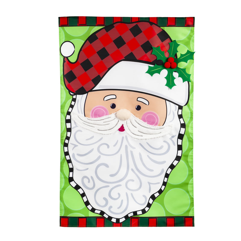 Santa Claus with Holly House Applique Flag,159337