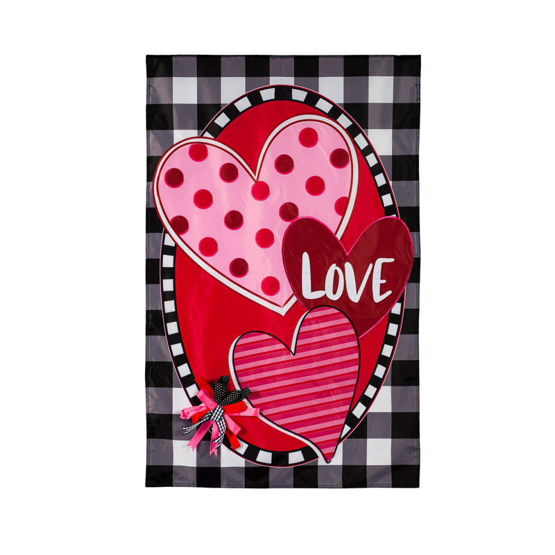 Hearts and Love House Applique Flag,159410