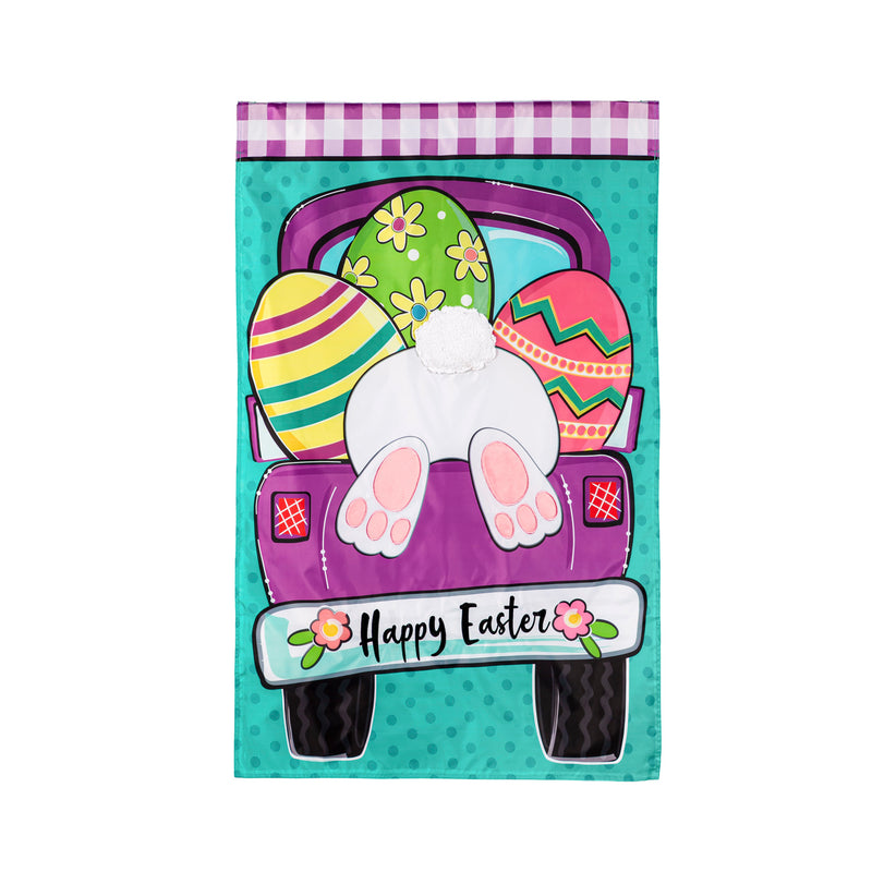 Easter Truck Bunny Bottom House Applique Flag,159419