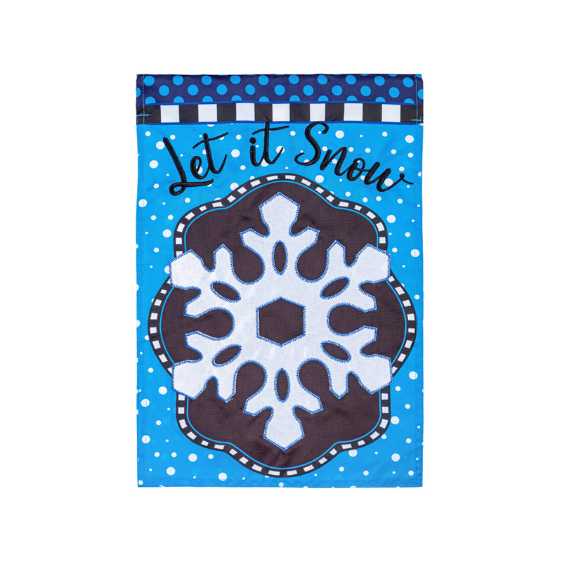 Patterned Snowflake Applique House Flag,159574