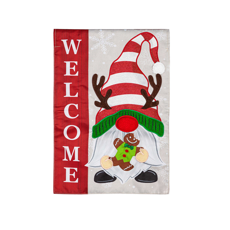 Holiday Gnome Applique House Flag,159580