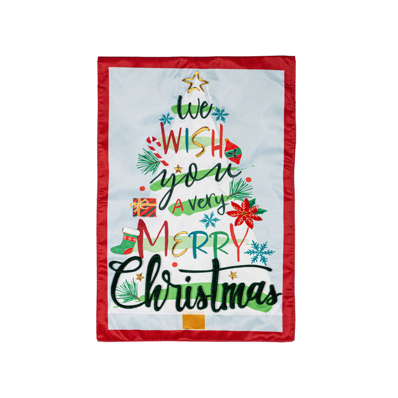 We Wish You a Merry Christmas Applique House Flag,159587