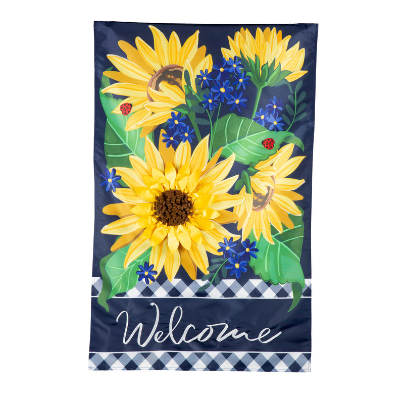 Sunflower Welcome Applique House Flag,159600