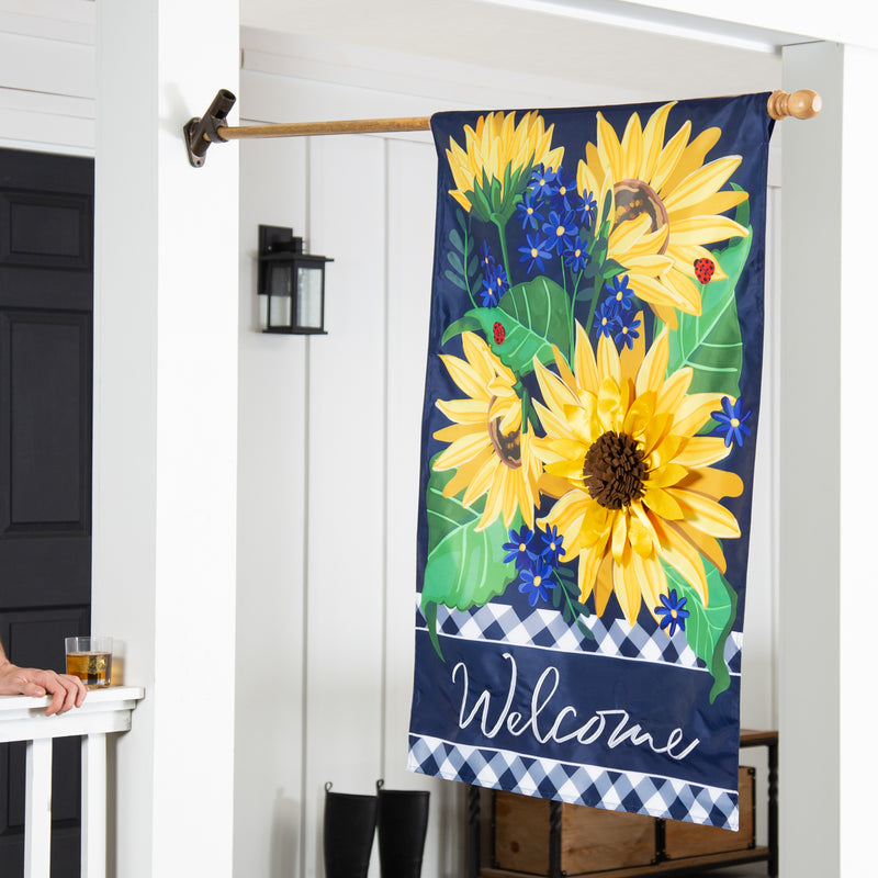 Sunflower Welcome Applique House Flag,159600