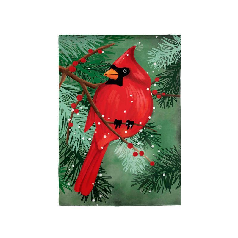 Cardinal in Pines Applique House Flag,159609