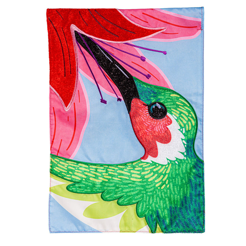 Evergreen Flag,Big Hummingbird Applique House Flag,28x0.25x44 Inches