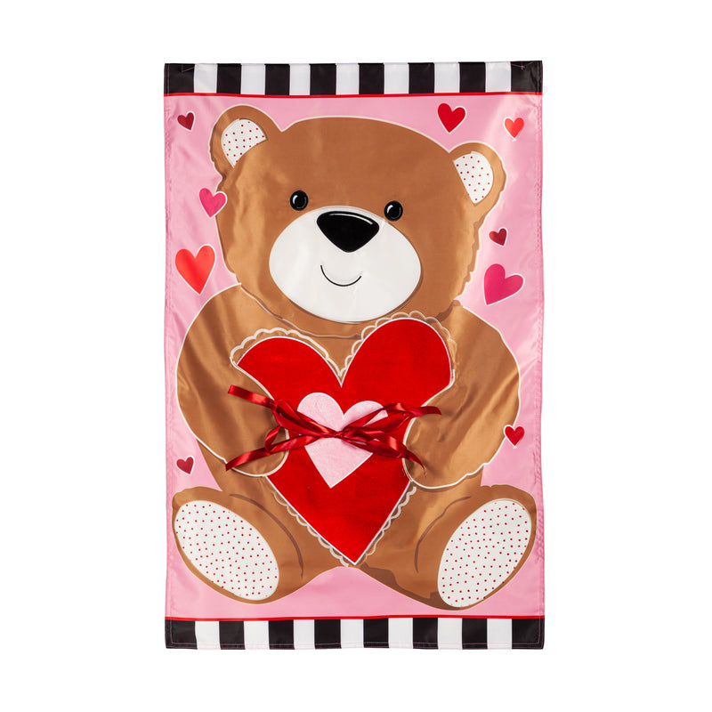 Valentine's Bear Applique House Flag,159655