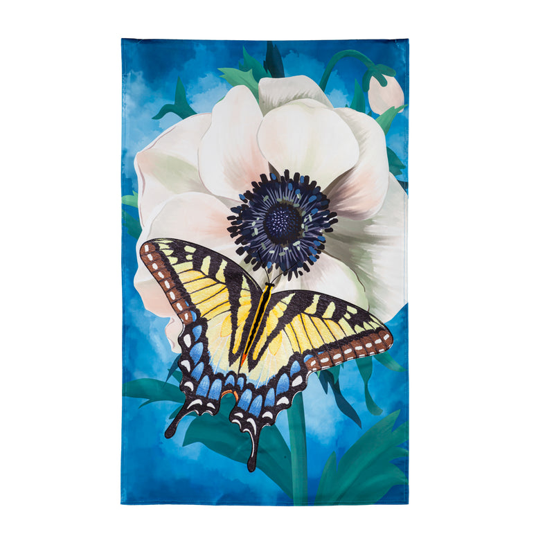 Anemone & Butterfly Applique House Flag,159679