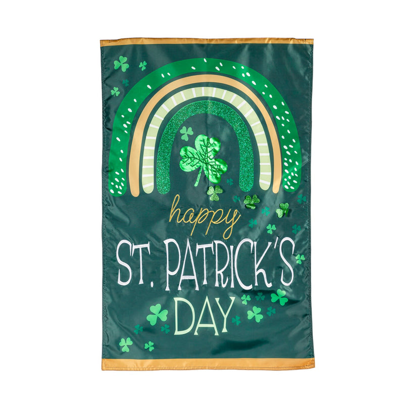 Rainbow and Shamrocks Applique House Flag,159691