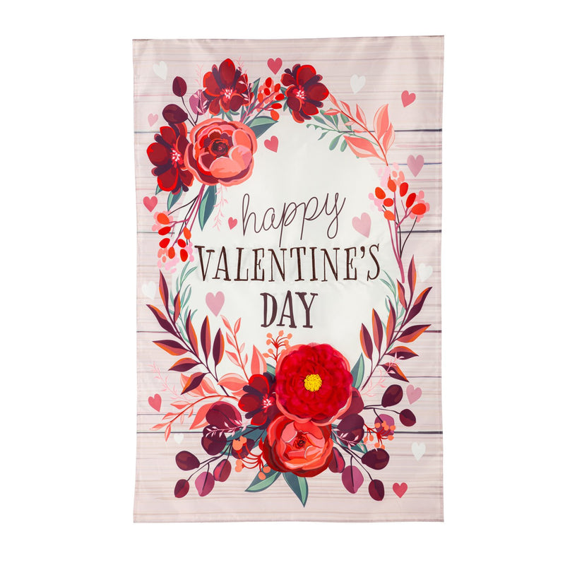 Floral Happy Valentine's Day Applique House Flag,159692