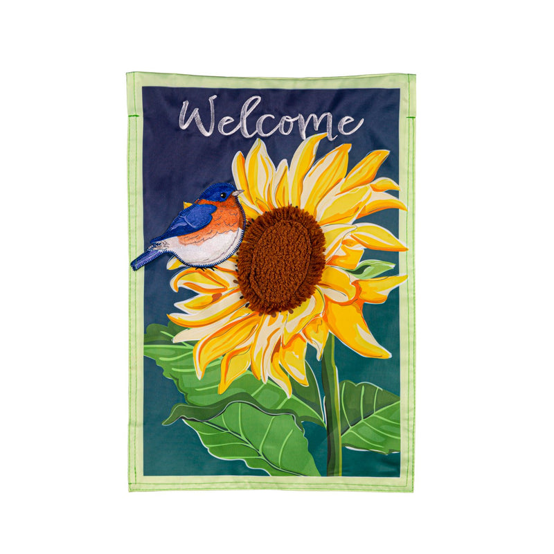 Evergreen Flag,Bluebird and Sunflower Applique House Flag,28x0.25x44 Inches