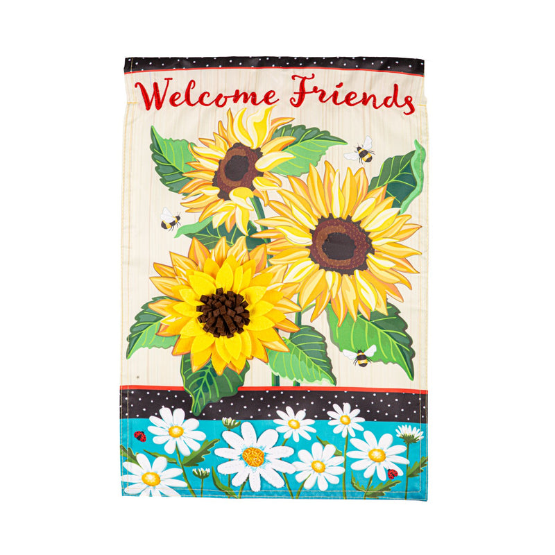 Sunflowers and Daisies Applique House Flag,159706