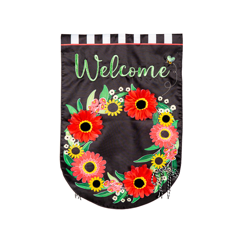 Welcome Wreath Applique House Flag,159779