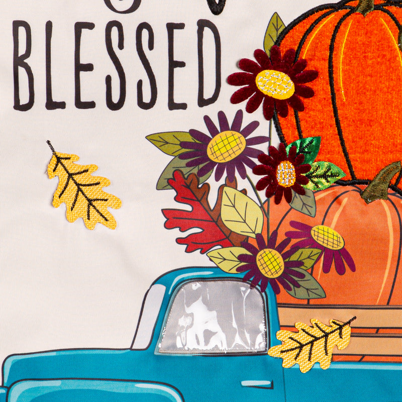 Thankful and Blessed Fall Truck Applique House Flag,159863