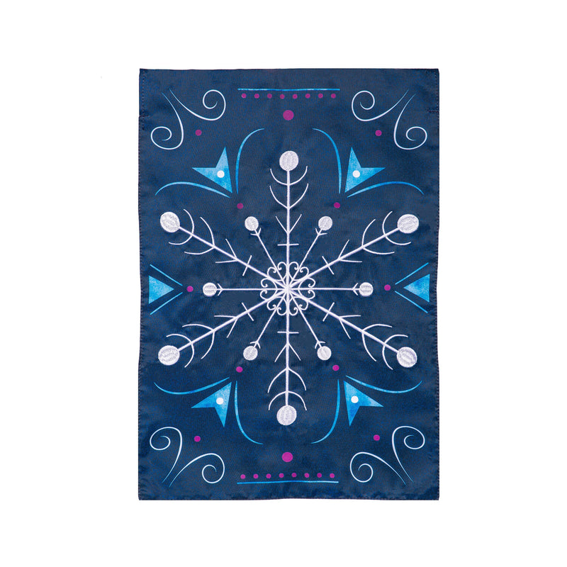 Blue Snowflake Applique House Flag,159901