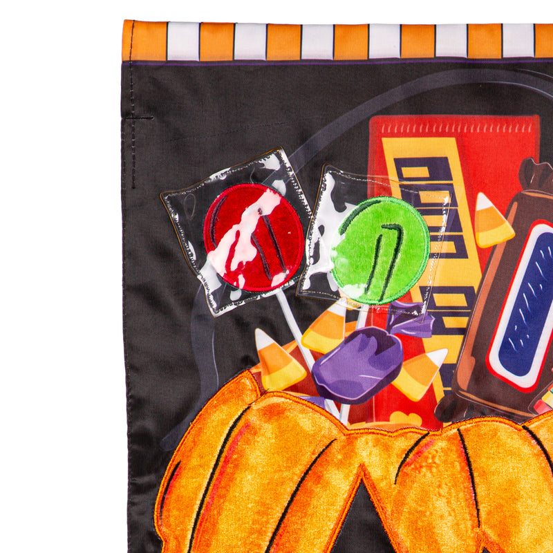 Trick or Treat Halloween Pumpkin Bucket Applique House Flag,159903