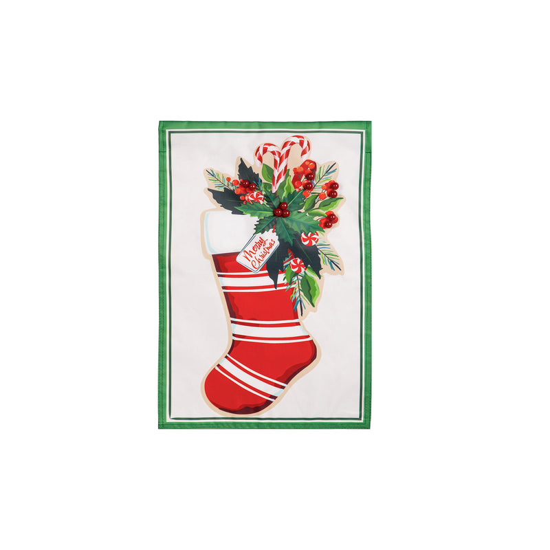 Merry Christmas Stocking Applique House Flag,159914