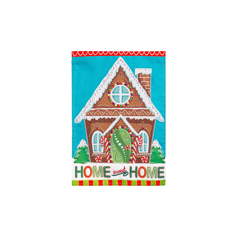 Gingerbread Home Sweet Home Applique House Flag,159916