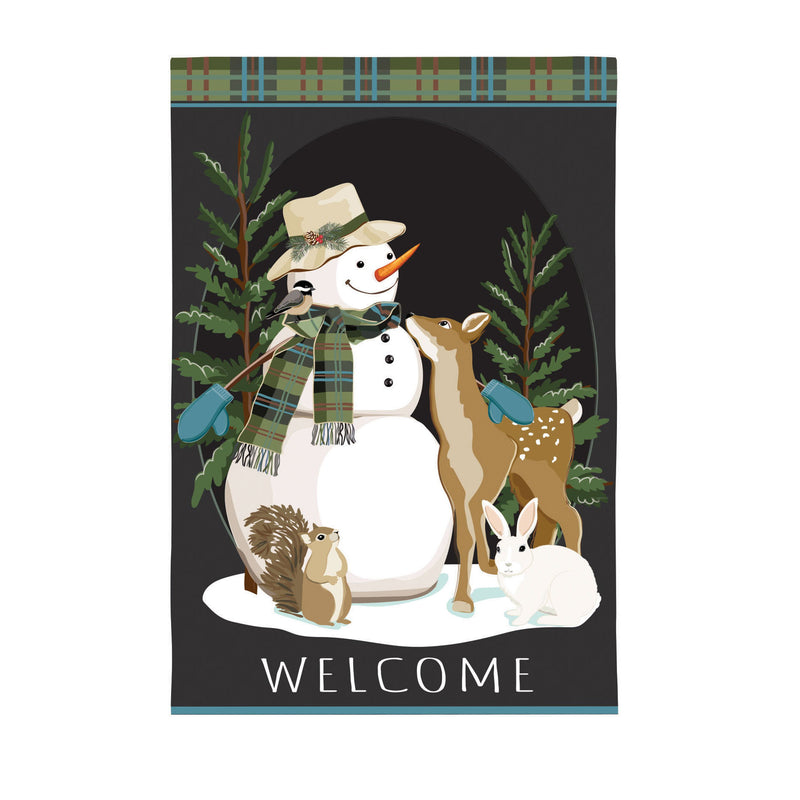 Woodland Snowman and Friends Applque House Flag,159920